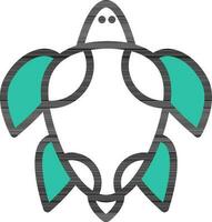 Tortuga icono en verde y blanco color. vector