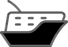 Embarcacion icono en negro y blanco color. vector