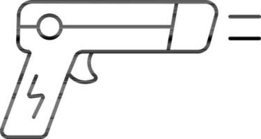 Taser Gun Icon In Black Line Art. vector