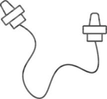 Ear Plug Icon In Black Line Art. vector