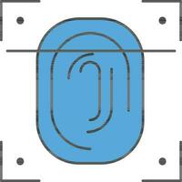 Fingerprint Scanner Icon In Blue Color. vector