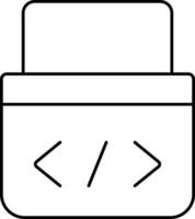 Web Coding Icon In Black Line Art. vector