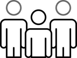 People Or Group Man Icon In Black Line Art. vector