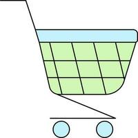 compras carro icono en verde y azul color. vector