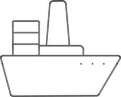 Cargo Ship Icon In Line Art. vector