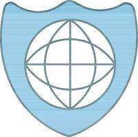 Globe Shield Icon In Blue And White Color. vector