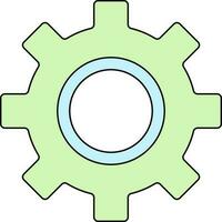 plano estilo ajuste o rueda dentada icono en azul y verde color. vector