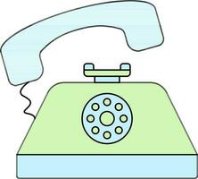 Retro Telephone Icon In Green And Blue Color. vector