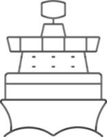 Front View Container Ship Icon In Line Art. vector