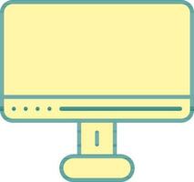 Yellow And Green Monitor Icon In Flat Style. vector