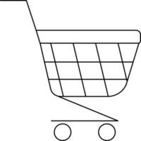 Shopping Cart Icon In Black Line Art. vector