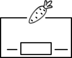 Rectangle Board With Carrot Icon In Black Line Art. vector