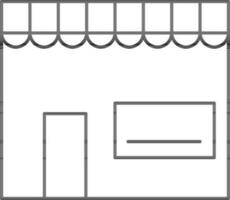 Flat Shop Or Store Building Thin Line Icon. vector