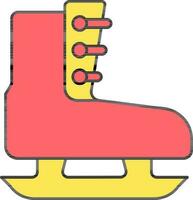 Red And Yellow Color Ice Skate Icon In Flat Style. vector