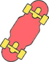 Flat Style Skateboard Icon In Red And Yellow Color. vector