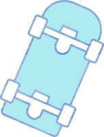 Flat Style Skateboard Icon In Blue And White Color. vector