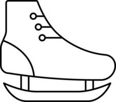 Ice Skate Icon In Black Line Art. vector