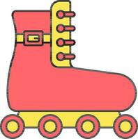 Flat Style Roller Skate Icon In Red And Yellow Color. vector