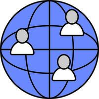 User Global Connection Icon In Blue And White Color. vector