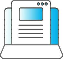 Open Web Page In Laptop Blue And White Icon. vector