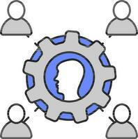 Settings Or Manage User Connection Icon In Blue And Grey Color. vector