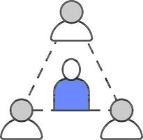User Networking Or Connection Grey And Blue Icon. vector