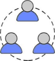 Grey And Blue User Connection Or Networking Flat Icon. vector