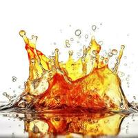 Cooking oil splashing with oil drop isolated on white background, generate ai photo