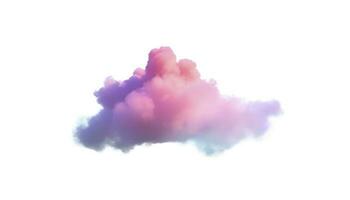 3d render, glowing colorful soft cloud isolated on white background. Fluffy cumulus atmosphere phenomenon. Realistic sky clip art element, generate ai photo