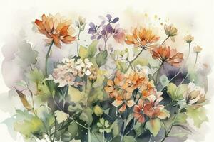 Watercolor illustration of flower, generate ai photo