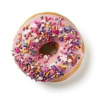 Chocolate Donut with Sprinkles on White, generate ai photo