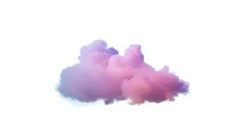 3d render, glowing colorful soft cloud isolated on white background. Fluffy cumulus atmosphere phenomenon. Realistic sky clip art element, generate ai photo