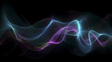 abstract background with glowing purple and golden and blue wavy lines, generate ai photo