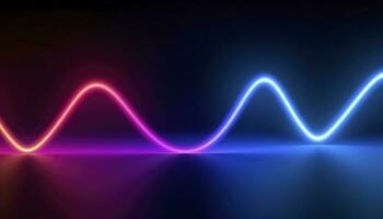 3d rendering, the abstract background of colorful neon wavy lines glowing in the dark. Modern simple wallpaper, generates ai photo