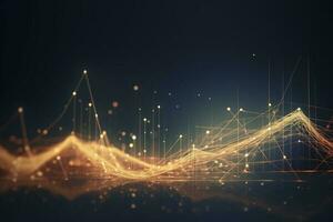 A wave of connecting lines and dots the concept of big data and technology abstract background with dynamic wave with , generate ai photo