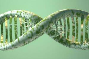 3d Ultra Sharp Render of a plant growing in a DNA strand with a green background, in the style of digital mixed media, bjarke ingels, symmetrical composition, octane render, generate ai photo
