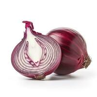 Red onion with cut in half isolated on white background, generate ai photo