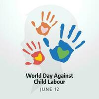 world day against child labour. stop child labour. child labour day. hand illustration. vector