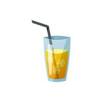 Glass of ice orange juice vector