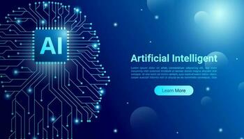 Artificial Intelligence chips concept background. circuit network forms the head. vector