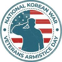 27th Of July National Korean War Veterans Armistice Day Badge, Emblem, Seal, Logo, Vintage Retro Logo, Stamp, Patch Design With USA National Flag Vector Illustration