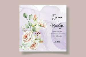 Elegant wedding invitation with beautiful watercolor flowers vector