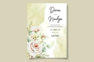 elegante Boda invitación tarjeta con hermosa acuarela rosas vector