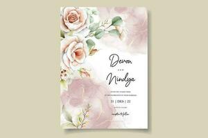 Elegant wedding invitation with beautiful watercolor flowers vector