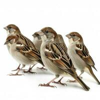 sparrows isolated on white background, generate ai photo