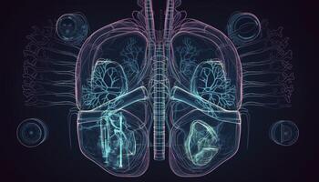 Smoky lungs of a smoker on a dark background isolate medical concept 3d illustration photo