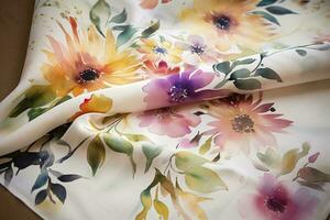 Use watercolor floral patterns to create unique and colorful fabric designs for dresses, skirts, and blouses, generate ai photo