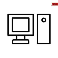 computer with pc computer line icon vector