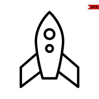 rocket line icon vector