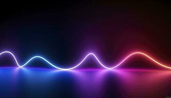 3d rendering, the abstract background of colorful neon wavy lines glowing in the dark. Modern simple wallpaper, generates ai photo